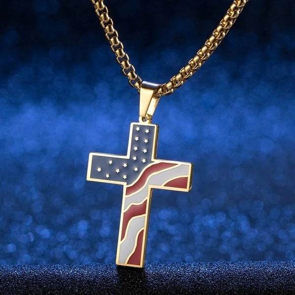 Flag Cross Necklace - terrifictrend