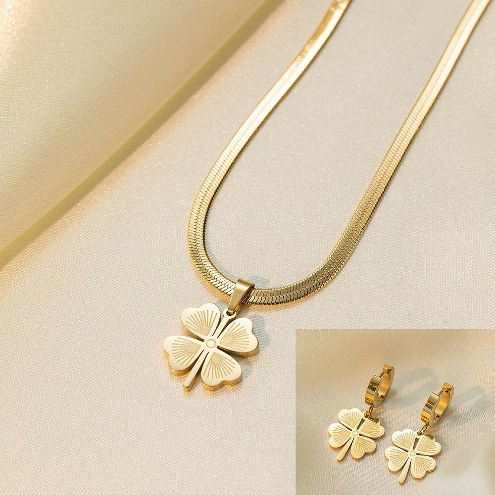 Stainless Steel Necklace Earrings Women's Jewelry Suit - terrifictrend