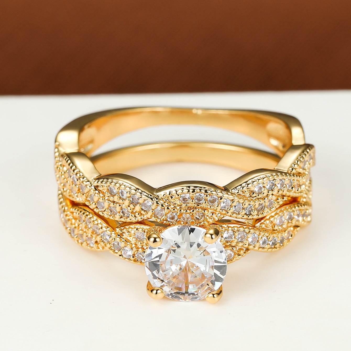 Simple Golden Four-claw Round Cross Twist Ring - terrifictrend