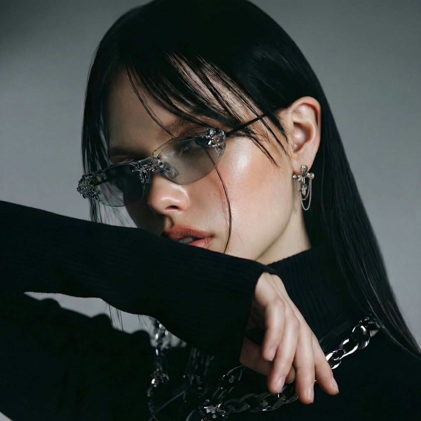 Serpent Cross Chain Earrings terrifictrend