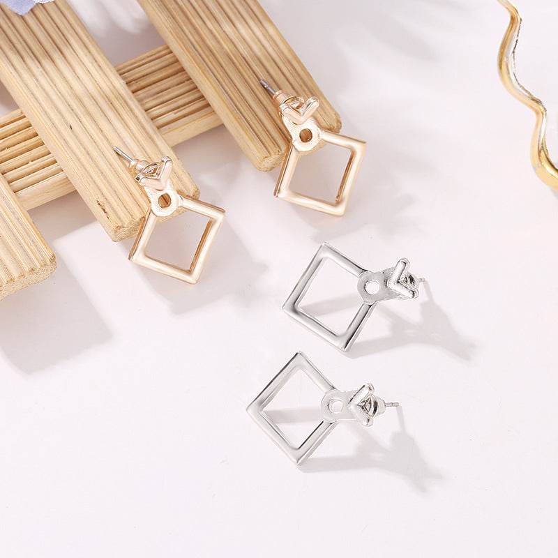 Hollow Diamond Square Stud Earrings - terrifictrend