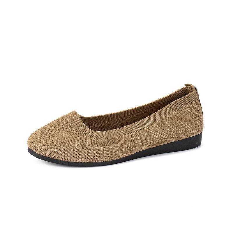 Round Toe Flats Shoes Casual Comfortable Soft Slip On Knit Mesh Shoes For Women - terrifictrend
