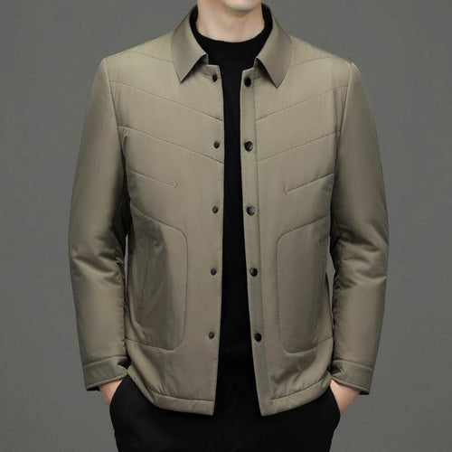 Fall Winter Men Jacket Lapel Fashion Business Lightweight Silk Cotton-padded Coat - terrifictrend