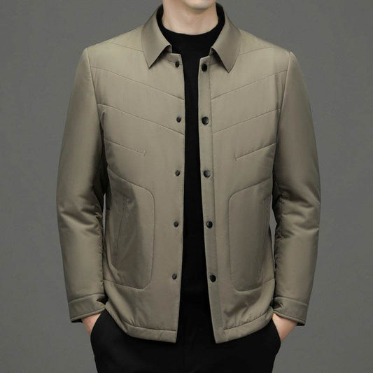 Fall Winter Men Jacket Lapel Fashion Business Lightweight Silk Cotton-padded Coat - terrifictrend