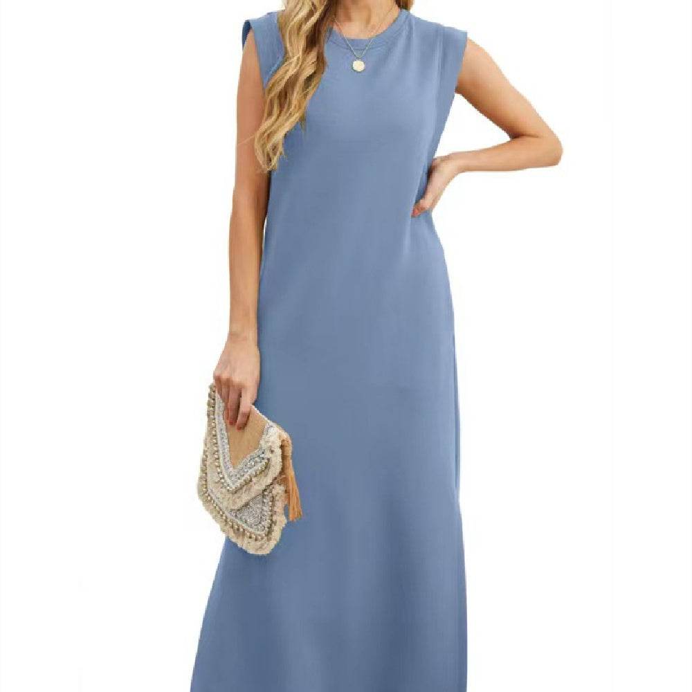 Summer Sleeveless Slit Dress With Pockets Casual Loose Long Dresses For Womens Clothing - terrifictrend