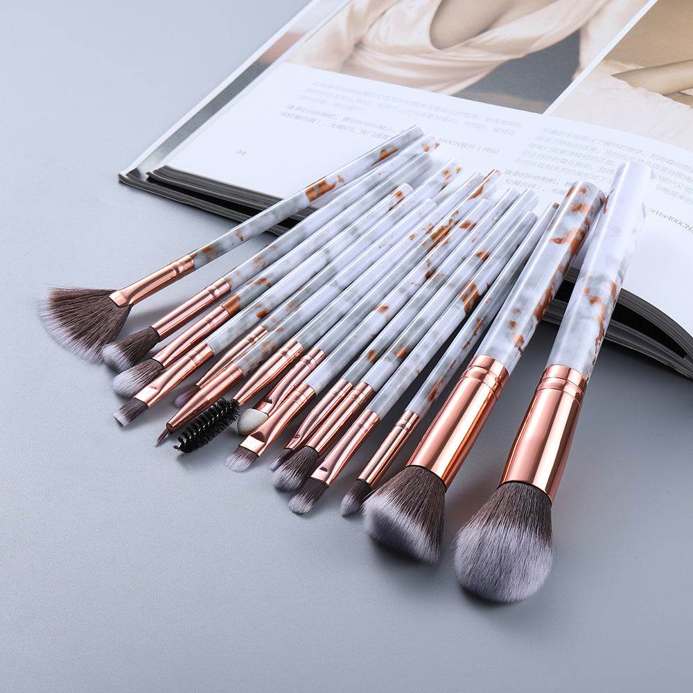 15 Marbled Design Makeup Brushes Set - terrifictrend