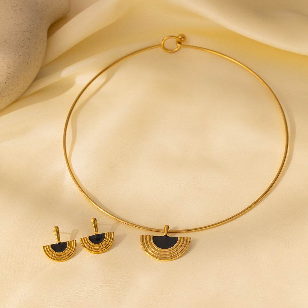 Stainless Steel Necklace Earrings Women's Jewelry Suit - terrifictrend