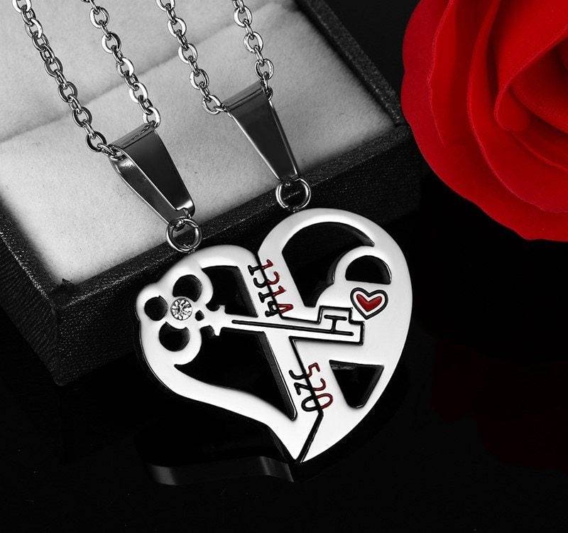 Pendant Love Necklace Set Lover Valentine Gifts Stainless Steel Chain Necklace - terrifictrend