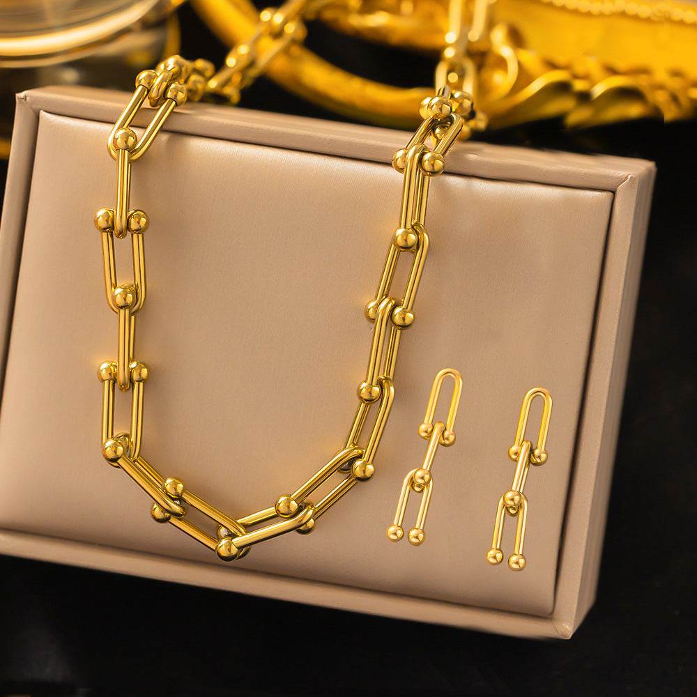 Stainless Steel Necklace Earrings Women's Jewelry Suit - terrifictrend