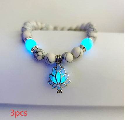 Energy Luminous Lotus Natural Stone Bracelet Yoga Healing Luminous Glow In The Dark Charm Beads Bracelet For Men Women Prayer Buddhism - terrifictrend