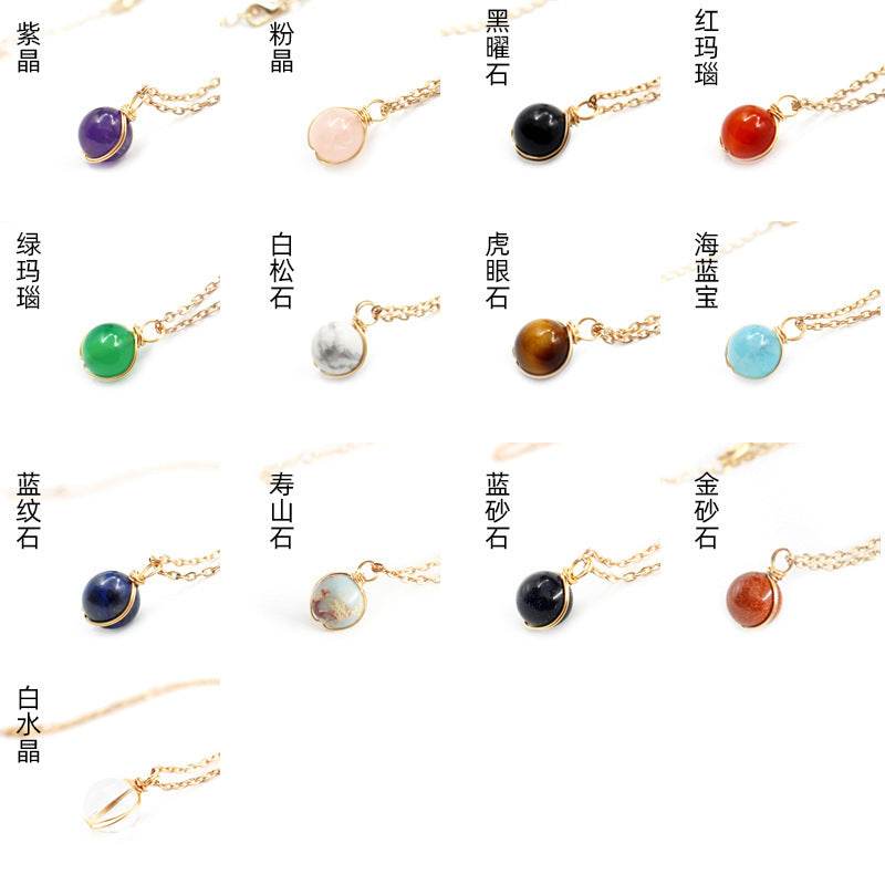 Winding Pendant Natural Crystal Red Agate Necklace Glass Ball Pendant Necklace Women Jewelry Gift - terrifictrend