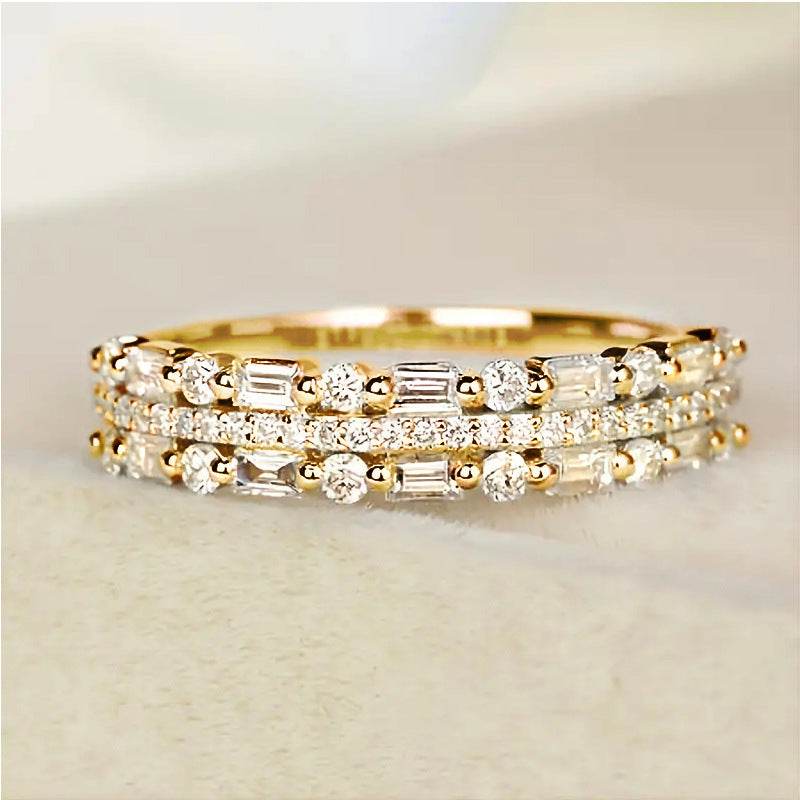 Multilayer Ring Three-layer Fine Circle Line Setting For Women Full Finger Rings Jewelry Gifts - terrifictrend
