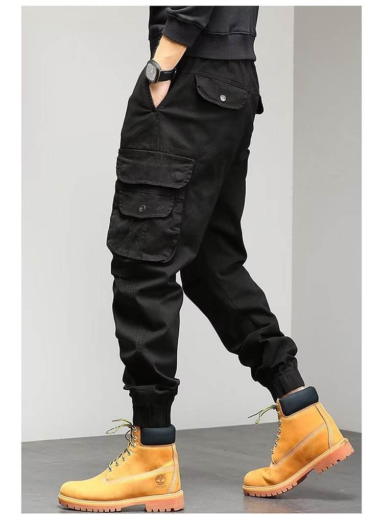 Men's Cropped Tooling Spring And Autumn Loose-fitting Casual Ankle-banded Trousers Multi-pocket - terrifictrend