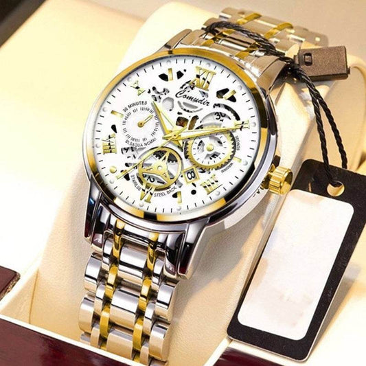 Fashion Jewelry Hollow Men's Watch Men's Waterproof Luminous Calendar - terrifictrend