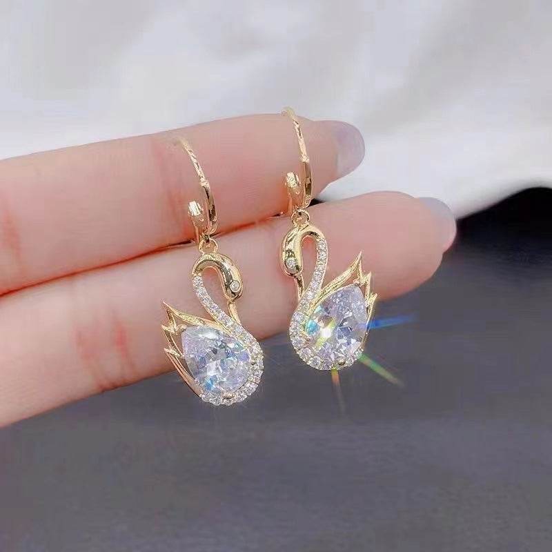 Sweet Rhinestone Swan Earrings Ins Fashion Earrings For Women Jewelry - terrifictrend
