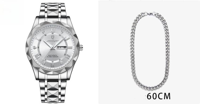 Men's Waterproof Double Calendar Luminous Quartz Watch - terrifictrend