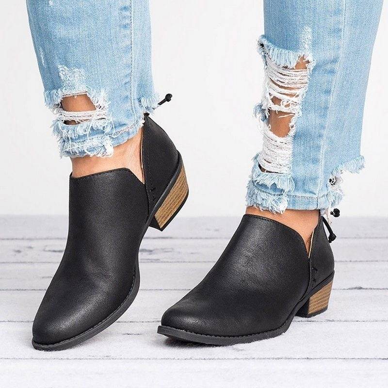 Autumn Women Shoes Retro High Heel Ankle Boots - terrifictrend