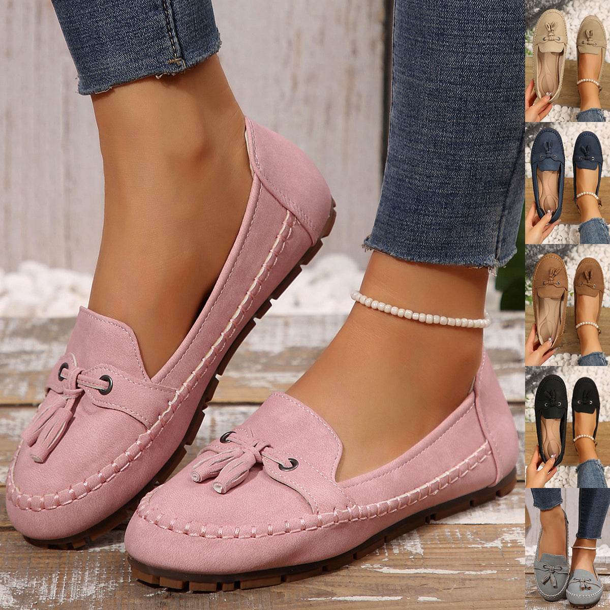 Women's Round Head Loafers Fashion Non-slip Soft Comfortable Flats Shoes - terrifictrend