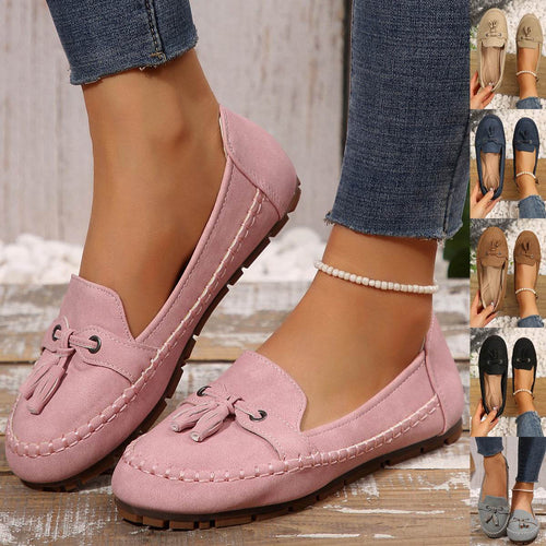 Women's Round Head Loafers Fashion Non-slip Soft Comfortable Flats Shoes - terrifictrend