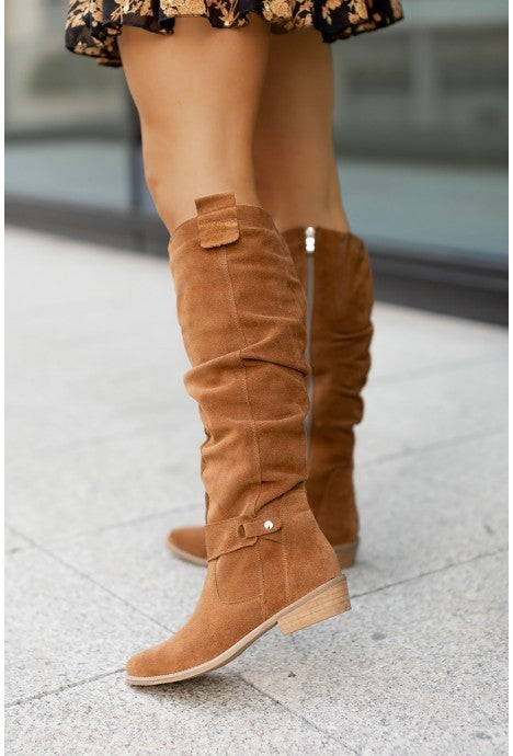Low Heel Side Zipper High Top Women Boots Cj