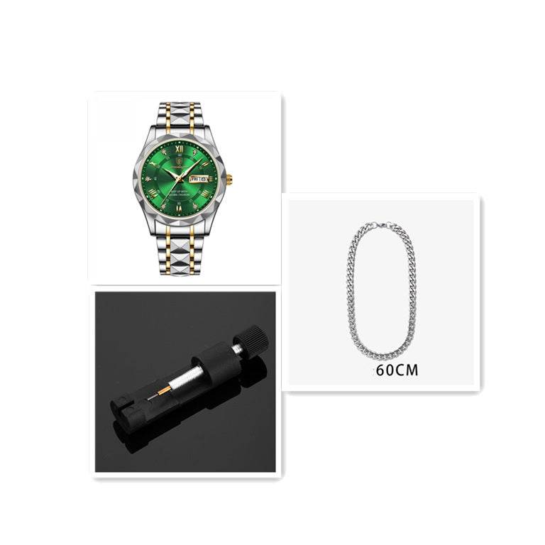 Men's Waterproof Double Calendar Luminous Quartz Watch - terrifictrend