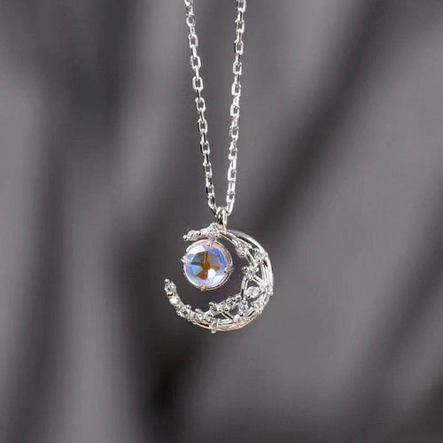 Dream Fall Star Moon Necklace Crescent Moon Diamond Inlaid Clavicle Chain - terrifictrend