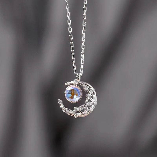 Dream Fall Star Moon Necklace Crescent Moon Diamond Inlaid Clavicle Chain - terrifictrend