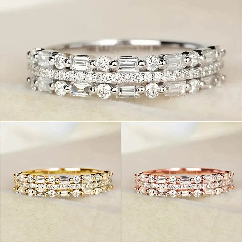 Multilayer Ring Three-layer Fine Circle Line Setting For Women Full Finger Rings Jewelry Gifts - terrifictrend