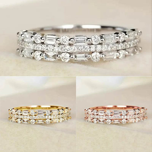 Multilayer Ring Three-layer Fine Circle Line Setting For Women Full Finger Rings Jewelry Gifts - terrifictrend