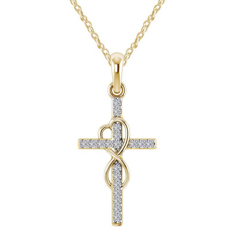 Alloy Pendant With Diamond And Eight-character Cross Necklace - terrifictrend