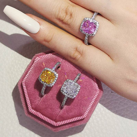 Fashion Jewelry Luxury Multicolor Charm Cubic Zirconia Wedding Rings For Women T Shape Stone Party Jewelry Gifts - terrifictrend