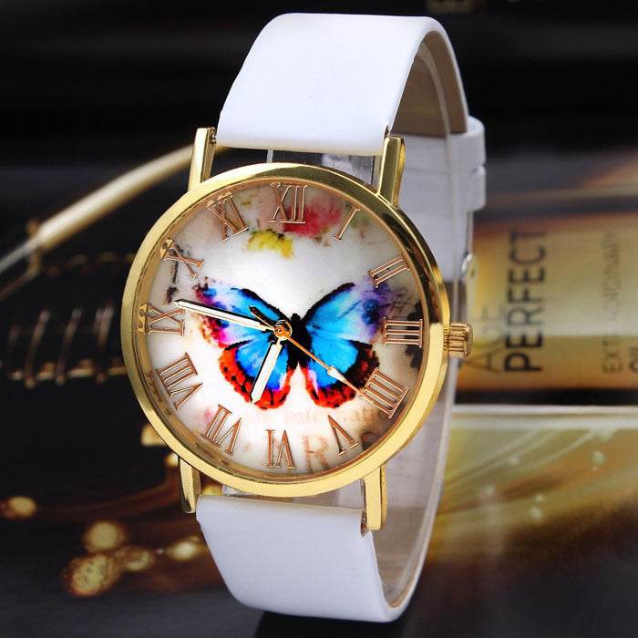 Roman scale butterfly belt watch Fashion universal gold shell watch - terrifictrend