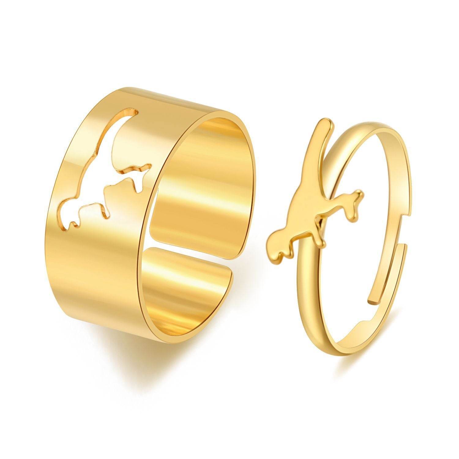 Hot Selling Creative Personality Butterfly 2-Piece Set Ins Same Punk Style Couple Ring - terrifictrend