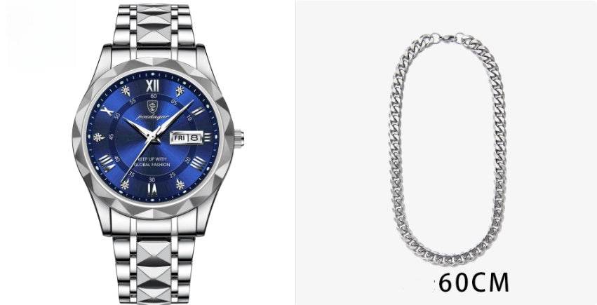 Men's Waterproof Double Calendar Luminous Quartz Watch - terrifictrend