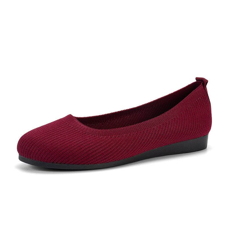 Round Toe Flats Shoes Casual Comfortable Soft Slip On Knit Mesh Shoes For Women - terrifictrend