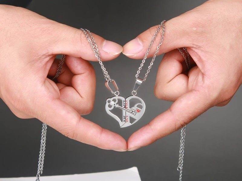 Pendant Love Necklace Set Lover Valentine Gifts Stainless Steel Chain Necklace - terrifictrend