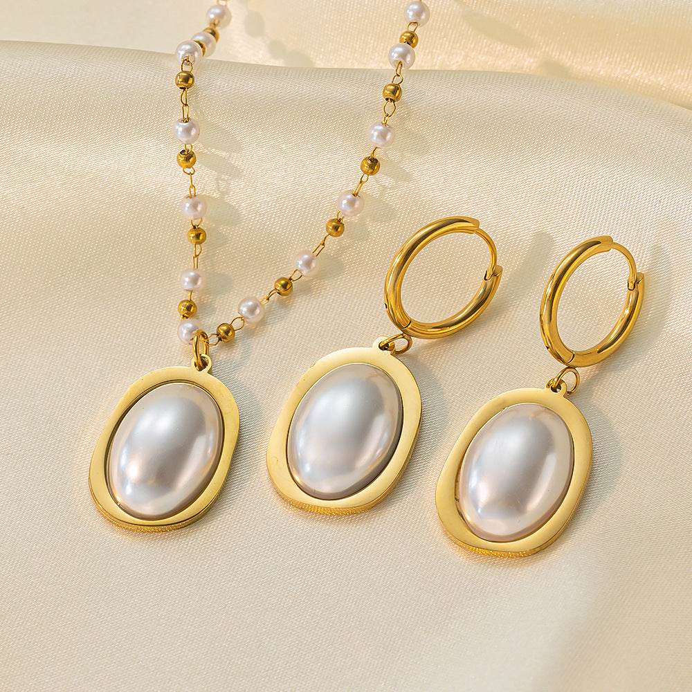 Stainless Steel Necklace Earrings Women's Jewelry Suit - terrifictrend