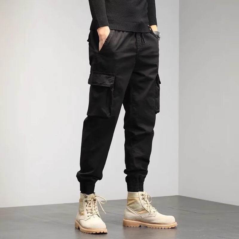 Men's Cropped Tooling Spring And Autumn Loose-fitting Casual Ankle-banded Trousers Multi-pocket - terrifictrend
