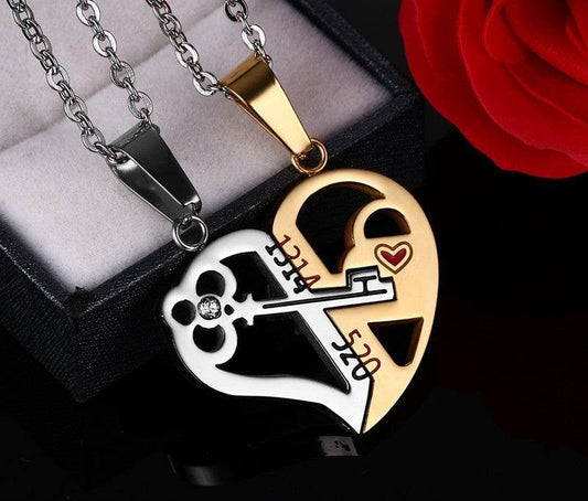 Pendant Love Necklace Set Lover Valentine Gifts Stainless Steel Chain Necklace - terrifictrend