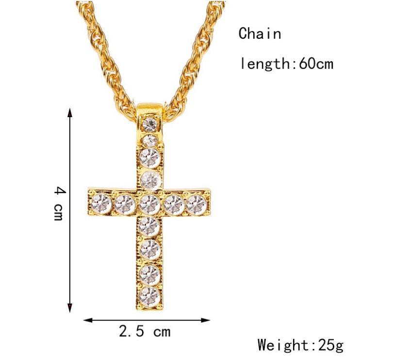 Cross Pendant Necklaces For Women Men Punk Hiphop Rope Chain On Neck Rapper Jewelry - terrifictrend