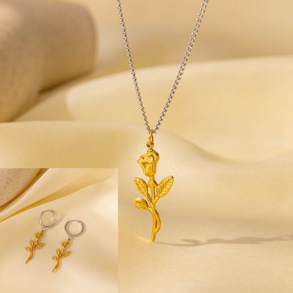 Stainless Steel Necklace Earrings Women's Jewelry Suit - terrifictrend