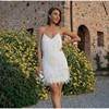 Sexy Tassel Sequins Feather Summer Mini Dress Women V Neck Spaghetti Strap Stitching Dresses Female Elegant Evening Party Club Dress - terrifictrend