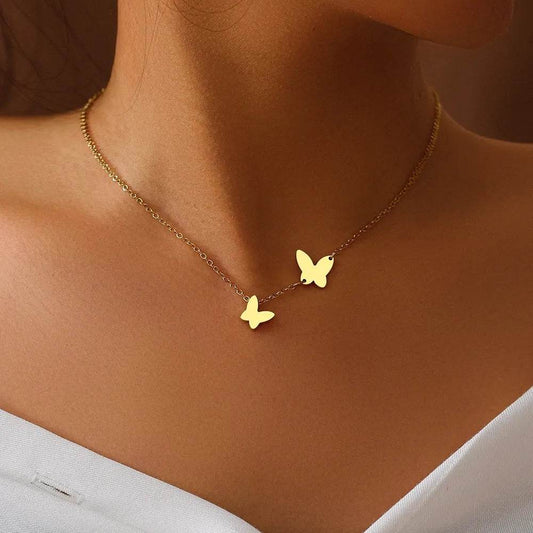 Stainless Steel Butterfly Pendant Sweet Temperamental All-match Niche Design Necklace - terrifictrend