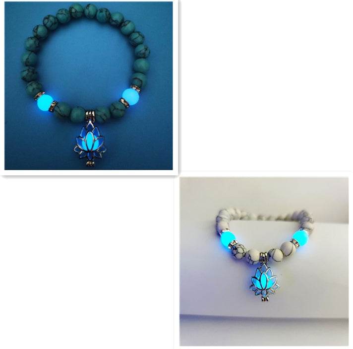 Energy Luminous Lotus Natural Stone Bracelet Yoga Healing Luminous Glow In The Dark Charm Beads Bracelet For Men Women Prayer Buddhism - terrifictrend