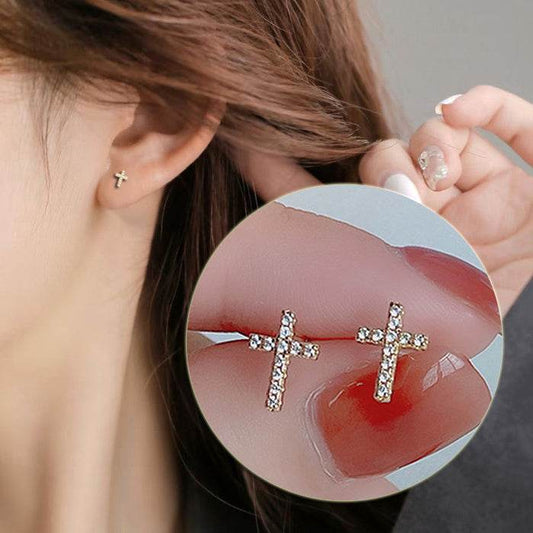 2024 New Fashion Stainless Steel Cross Earrings Product Temperament All Match Birthday Anniversary Earrings Small Gift - terrifictrend