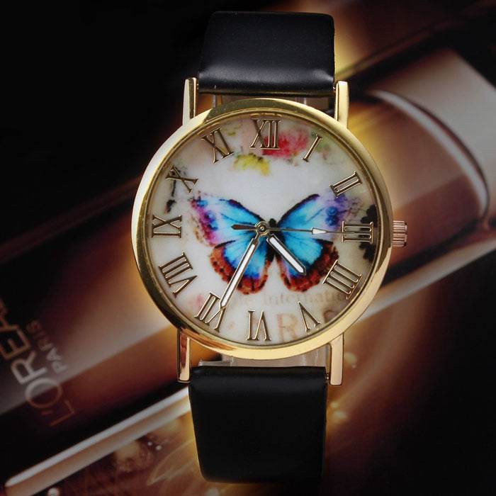Roman scale butterfly belt watch Fashion universal gold shell watch - terrifictrend