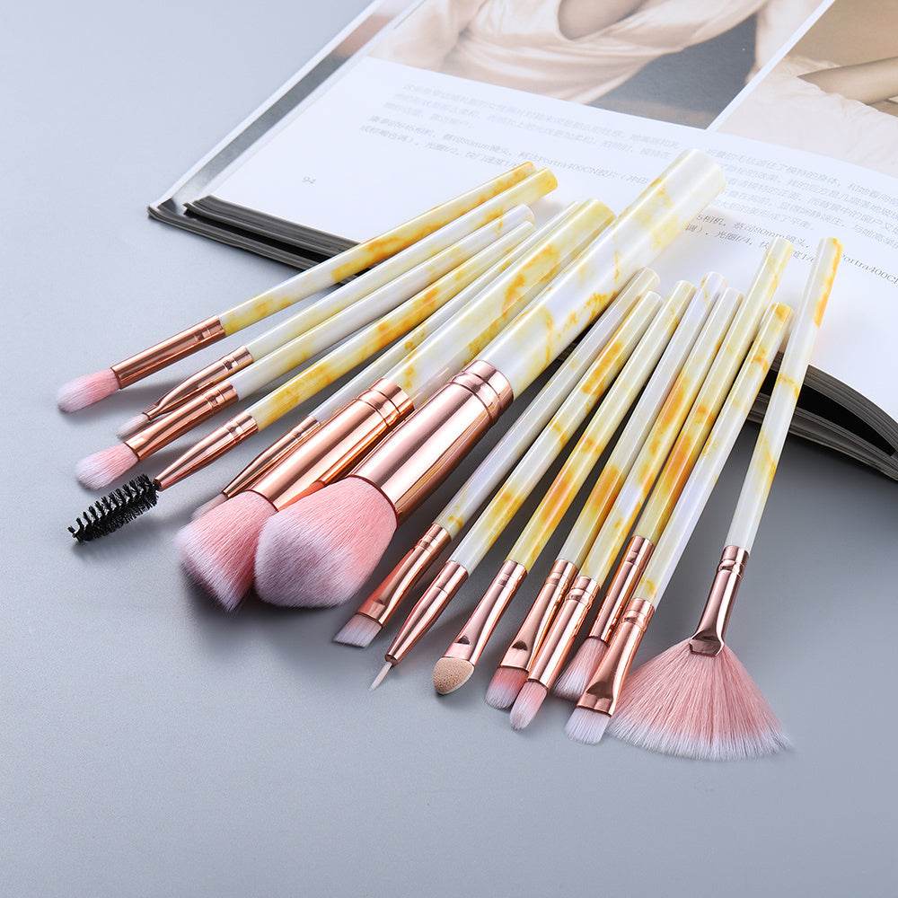 15 Marbled Design Makeup Brushes Set - terrifictrend