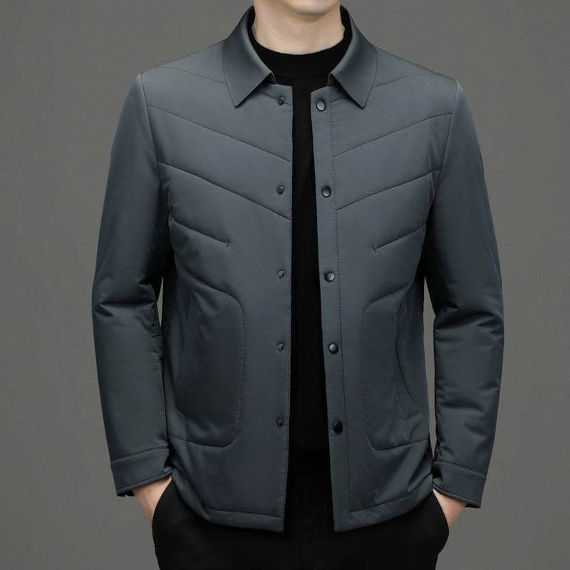 Fall Winter Men Jacket Lapel Fashion Business Lightweight Silk Cotton-padded Coat - terrifictrend