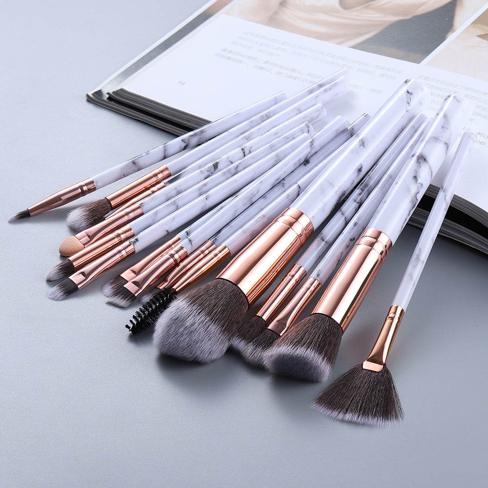 15 Marbled Design Makeup Brushes Set - terrifictrend