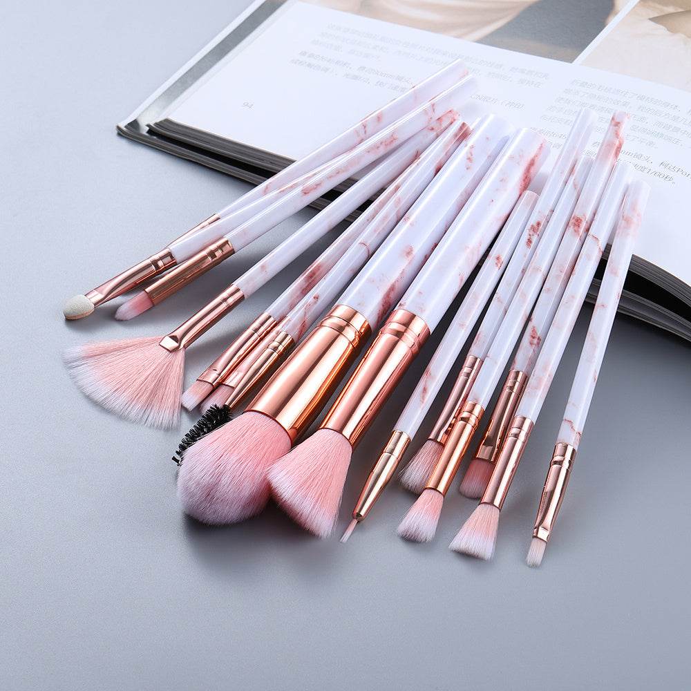 15 Marbled Design Makeup Brushes Set - terrifictrend